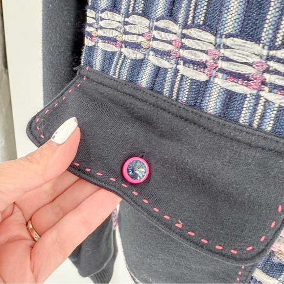 Maison Common blue Mixed-Media Metallic Bomber Jacket - Picture 5 of 9